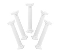 DEARMAMY Lot de 5 Mini Colonnes Romaines Décoratives 15 Cm Pilier Romain pour Mini-Maison en Matériau Solide Couleur Blanche, Décoration Intérieure Polyvalente pour Photographie, Diorama