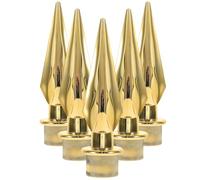 DEARMAMY Lot de 5 Sommets de Mâts de Drapeau en Plastique Doré, Fleurons Décoratifs Pointus pour Poteau, Ornements Extérieurs pour Jardin, Pelouse et Décoration de Patio