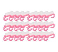 DEARMAMY Lot de 50 Brosses à Ongles en Plastique Rose, Pinceau Dépoussiérant à Poudre pour Manucure, Forme Corne de Mouton Incurvée, Outils de Nettoyage Hygiéniques pour Usage