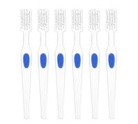 DEARMAMY Lot de 6 Brosses pour Prothèses Dentaires à Petite Tête Brosse Double Face à Poils Durs Compacte et Portable pour Nettoyage Précis des Dentiers et de Usage Quotidien et Voyage