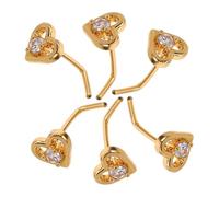DEARMAMY Lot De 6 Clous De Nez En Forme De Cœur Avec Crochet Tordu Tire-Bouchon Anneau De Nez Décoratif En Forme De L Boucle D'Oreille Pendante Pour Cartilage Sans Manchette Doré