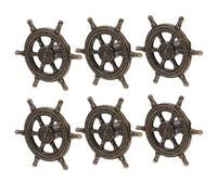 DEARMAMY Lot de 6 Poignées de Placard Vintage Roue de Navire en Bronze Vert Antique, Poignées de Porte D'armoire Robustes et Résistantes à L'usure, Adaptées pour Tiroirs et Armoires