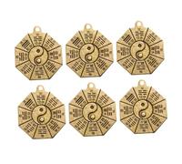 DEARMAMY Lot de 6 Porte-clés à Huit Diagrammes en Cuivre Rétro, Charme Décoratif Taoïste Yin Yang, Couleur Cuivre, Léger et Solide, pour Décoration de Paquet et Porte-clés, Usage Quotidien
