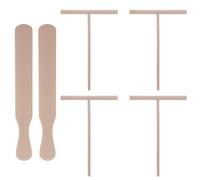 DEARMAMY Lot de 6 Ustensiles en Bois Naturel pour Crêpes - 2 Spatules Moyennes 4 Épandeurs de T - Outil D’Épandage Pratique pour Galettes et Pancakes - Kit la Cuisine pour Crêpière et