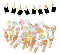 DEARMAMY Lot de 70 Pinces à Linge en Bois Décorées de Motifs Dessin Animé, Petites Pinces Photo Polyvalentes pour Bricolage, Clips D'images Robustes, Accessoires Déco Maison Pratiques