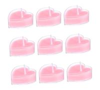 DEARMAMY Lot de 9 Bougies Chauffe-plat Parfumées de Cœur, Couleur Rose, Cire sans Fumée, pour Décoration Romantique, Mariage, Ambiance Cosy, Présent Demande en Mariage
