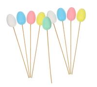 DEARMAMY Lot de 9 pics floraux pour œufs de Pâques : tiges d'œufs de Pâques pastel - 5 couleurs pour loisirs créatifs, vase, table, décoration printanière