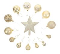 DEARMAMY Lot de Décorations de Sapin de Noël 101 Pièces en Plastique Robuste Boules et Étoile Dorée Scintillante Ornements à Suspendre pour Fête et Décoration Intérieure de Noël