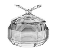 DEARMAMY Manucure Nail Dish Cristal Avec Couvercle Métallique Bol Transparent Pour Ongles Dappen Dish Polyvalent Et Accessoire Pratique Pour Nail Art Et Brosse