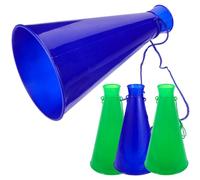 DEARMAMY Mégaphones Fête 4 Pièces en Plastique Léger 2 Bleus 2 Verts, Jouets Bruyants pour Encourager Supporters, Accessoires Sportifs pour Matchs et Événements en Plein Air