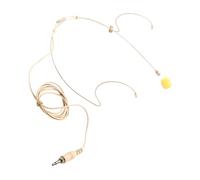 DEARMAMY Microphone Serre-tête Beige avec Micro Omnidirectionnel Condensateur Câble Détachable Écouteur Unique et Crochet Oreille Compatible Chromebook pour Chant et Service Client