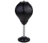 DEARMAMY Mini Balle de Boxe à Ventouse Noire pour Bureau, Ballon de Frappe Anti-Stress Pompe Rouge Incluse, Exercice Coordination Œil-Main pour Maison et Espace de Travail, Balle de Boxe