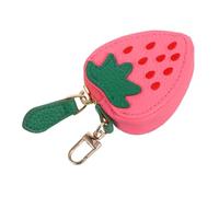 DEARMAMY Mini Strawberry Wallet for Women Portable PU Keychain Coin Pouch with Adorable Hanging Design Compact and Lightweight for Travel Shopping and Everyday Use