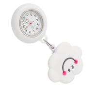 DEARMAMY Montre infirmiére Rétractable, Montre à Gousset D'Infirmière, Broche en Silicone Blanc, Apparence Créative, pour Infirmières en Pédiatrie et Professionnels de la Santé