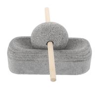 DEARMAMY Mortier et Pilon en Pierre Naturelle de 15 Cm, Ensemble de Meules pour Broyage Manuel D’épices et Plantes Médicinales, Bol Broyeur à Épices Solide et Facile à Nettoyer, Usage