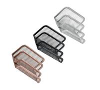 DEARMAMY Organiseur de Bureau en Métal 3 Pièces Trieur de Courrier Compact Argenté Rose et Noir Porte-Lettres et Organiseur de Documents pour Bureau École et Espace de Travail