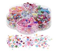DEARMAMY Paillettes de Coquillage Multicolores pour Loisirs Créatifs Boîte de 2 Assortiments de Sequins Plats Irisées Décoration Couture Nail Art et Accessoires DIY Polyvalents