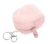 DEARMAMY Paquet à Main en Peluche Rose Pelucheuse, Petite Pochette Porte-clés Multifonction, Mini Format pour Fille, Rangement Pratique pour Pièces, Clés Et Écouteurs