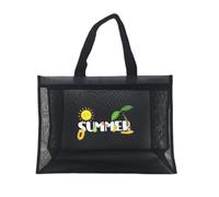 DEARMAMY Paquet Filet de Plage et Natation Portable, Grand Volume, Noir | Nylon et Maille, Structure Ferme, Imprimé Mode, pour Shopping, Rangement Maison, Léger et Solide