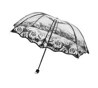 DEARMAMY Parapluie Transparent Rose Et Noir Pliant Léger Et Compact Protection Solaire Et Pluie Imperméable Et Facile à Transporter