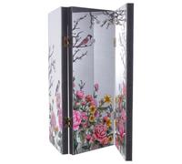 DEARMAMY Paravent Pliant Traditionnel en Acrylique Transparent, Mini-écran Chinois 3 Panneaux Motif Miroir 3D, Séparateur de Bureau Feng Shui Décoratif pour Chambre D’élève ou Espace