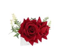 DEARMAMY Peigne à Cheveux Fleurs Artificielles Rouges Barrette Pour Mariages Et Fêtes Accessoire Pour Filles Et Demoiselles