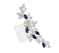 DEARMAMY Peigne de Mariage Bleu Royal avec Accessoire Élégant pour Mariées et Demoiselles Peigne Vintage Latéral