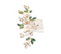 DEARMAMY Peigne de Mariée Vert et Perles Accessoire de Coiffure Artisanal pour Femmes Barrette Latérale Polyvalente pour de Mariage Élégantes