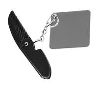 DEARMAMY Peigne pliant sur le trousseau petit miroir peigne pliable peigne à barbe pliant style peigne hommes voyage dent peigne de poche pliable peigne pliant pour homme Miroir : Acrylique