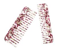 DEARMAMY Peignes à Cheveux Marbrés Lot De 2 Petits Peignes à Dents Larges En Acétate Violet Et Blanc Démêlant Pour Hommes Et Femmes Usage Quotidien Coiffage Cheveux Épais