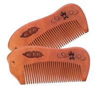 DEARMAMY Peignes En Bois De Pêcher Lot De 2 Grand Taille Antistatique Pour Cheveux Bouclés Femmes Usage Quotidien Forme Poisson Mignon