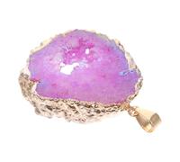 DEARMAMY Pendentif En Agate Irrégulière Rose Fuchsia, Tranche Naturelle Brillante Recouverte De Bordure Dorée, Accessoire Diy Pour Création De Bijoux Artisanal Et Décoration Intérieure