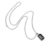 DEARMAMY Pendentif Lettre Acier Inoxydable Noir pour Homme Collier Chic avec Charm E Bijoux pour Fête et