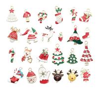 DEARMAMY Pendentifs de Noël DIY en Alliage 24 Pièces Motifs Arbre de Noël Flocon de Neige et Élan Accessoires de Bricolage pour Bracelets Colliers et Décorations Festives