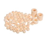 DEARMAMY Perles en Bois Naturel et Anneaux Artisanaux en Bois Brut 75 Pcs - Kit Loisirs Créatifs DIY pour Bracelets Couronnes et Décorations - pour Artisanat et Macramé Écologique