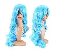 DEARMAMY Perruque Bleue Frange Style Lolita Perruques Lisses Pour Femmes Accessoires Pour Cheveux De Cosplay