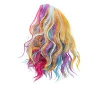 DEARMAMY Perruque Courte Ondulée Arc-ciel Perruque Sirène Colorée Pour Cosplay Décoration De Fête Halloween Ou Carnaval