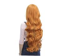 DEARMAMY Perruque Longue Ondulée Et Bouclée Frange Pour Cosplay Anime Orange Style Lolita