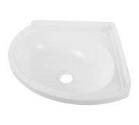 DEARMAMY Petit Lavabo d'Angle Mural en Plastique Blanc Vasque Triangulaire Compacte Suspendue Lavabo de Salle de Bain pour Petits Espaces Balcon et Coin Anti-Éclaboussures