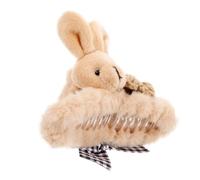 DEARMAMY Pince à Cheveux Lapin Peluche Pour Femmes, 1 Grosse Pince Marron, Maintien Léger, Adaptée Cheveux Fins Et Épais, Accessoire Coiffure Hiver, Usage Quotidien