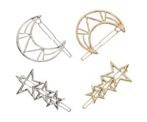 DEARMAMY Pince Cheveux Étoile à Cinq Branches Barrettes Cheveux Étoile Géométriques Creuses Lune Minimaliste pour Femmes Mariages Fêtes Quotidien