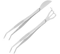 DEARMAMY Pinces à Bonsaï en Acier Inoxydable 2 Pcs Pince Courbée Râteau et - Outils pour Bonsaï Précis Petit Râteau Mousse Jardinage et Entretien des Plantes en Pot