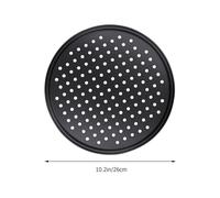 DEARMAMY Plaque à Pizza Perforée en Acier au Carbone Antiadhésive 26 CM Plat de Cuisson Rond Ventilé pour Four Support pour Pizza Maison Ustensile Pâtisserie Professionnel