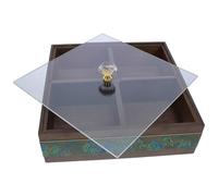 DEARMAMY Plateau à Fruits Secs en et Bois Boîte à Bonbons Vintage à 4 Compartiments avec Couvercle Organiseur Compartimenté pour Snacks pour Nouvel An Chinois et Fêtes Plateau