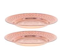 DEARMAMY Plateau en Acier Inoxydable Vintage Rond 2pcs, Assiettes à Dessert Décoratives Multifonctions, Design Élégant et Facile à Nettoyer pour Maison et Fêtes