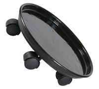 DEARMAMY Plateau Mobile pour Pot de Fleurs Rond Noir 27 Cm avec roulettes, Support à Plantes à roulettes Solide en Plastique, Dessous de Verre Plante pour Jardin et Intérieur