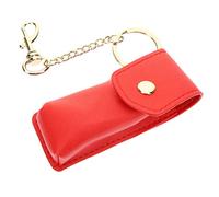 DEARMAMY Porte-clés à Lipstick Cuir Rouge Étui Transparent pour Gloss Accessoire Portable Et Filles pour Fêtes Occasions Spéciales