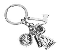 DEARMAMY Porte-clés pompier mousqueton clé personnalisée porte-clés photo casque solex casque de sécurité special décoratif porte-clés pompier pendentif clé en métal Acier inoxydable