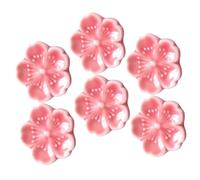 DEARMAMY Porte-cuillère Céramique Fleur de Cerisier, Lot de 6, Rose | Repose-baguettes Décoratif, Empêche le Roulement, Garde la Table Propre, Format Compact pour Repas Quotidiens