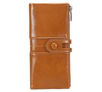 DEARMAMY Porte-Monnaie Vintage Similicuir Anti-Aimant pour Femme Ton Terre avec Fermetures Éclair Souples